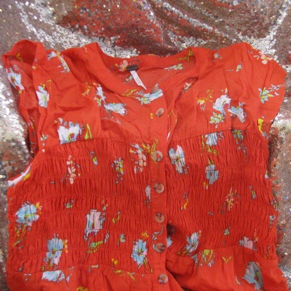 Free people greatest day smocked ruched button front dress XS - Picture 4 of 11